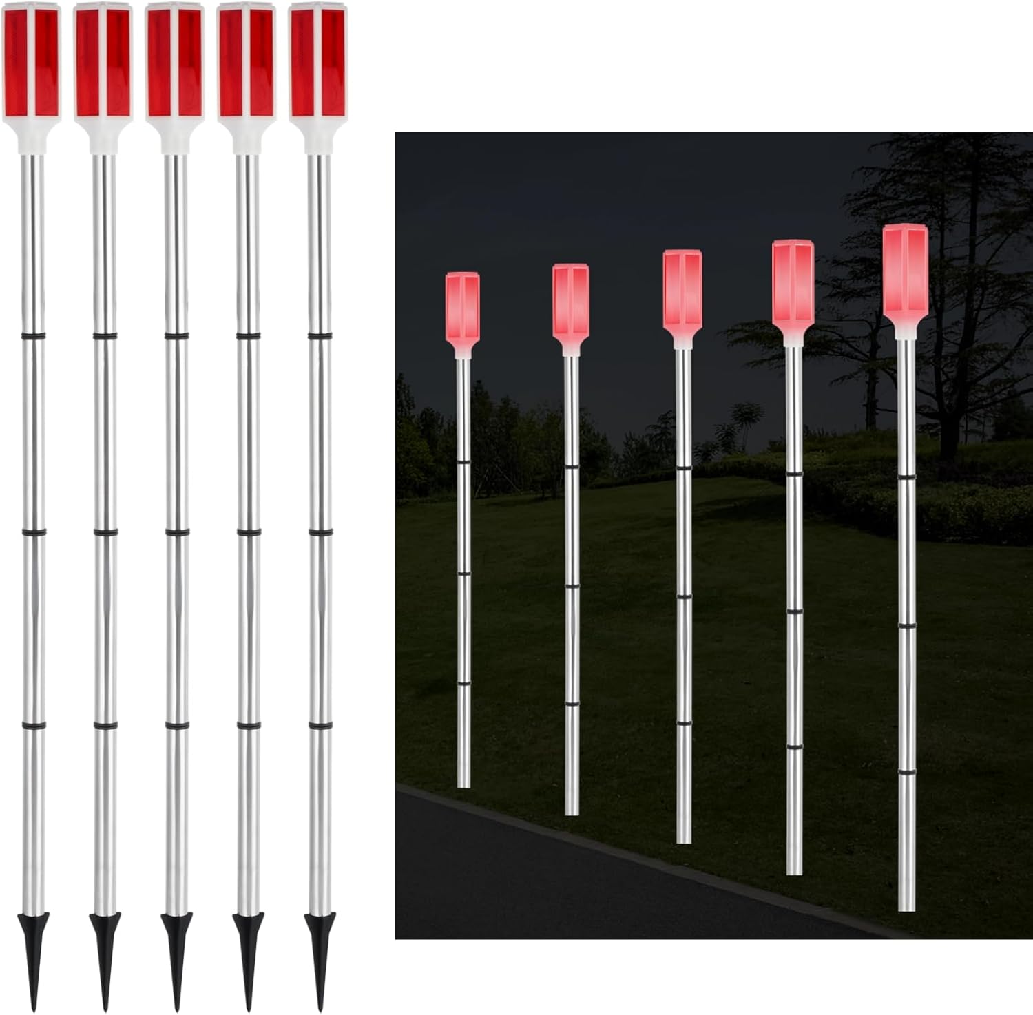 yeesport 5 PCS Solar Driveway Markers, Solar Powered