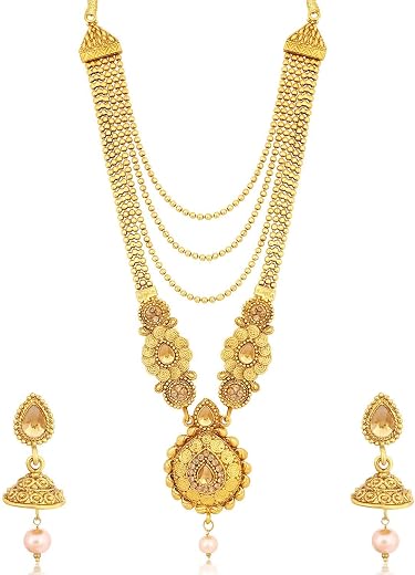 Sukkhi Traditional Gold Plated Long Haram Dual Necklace Set for women
