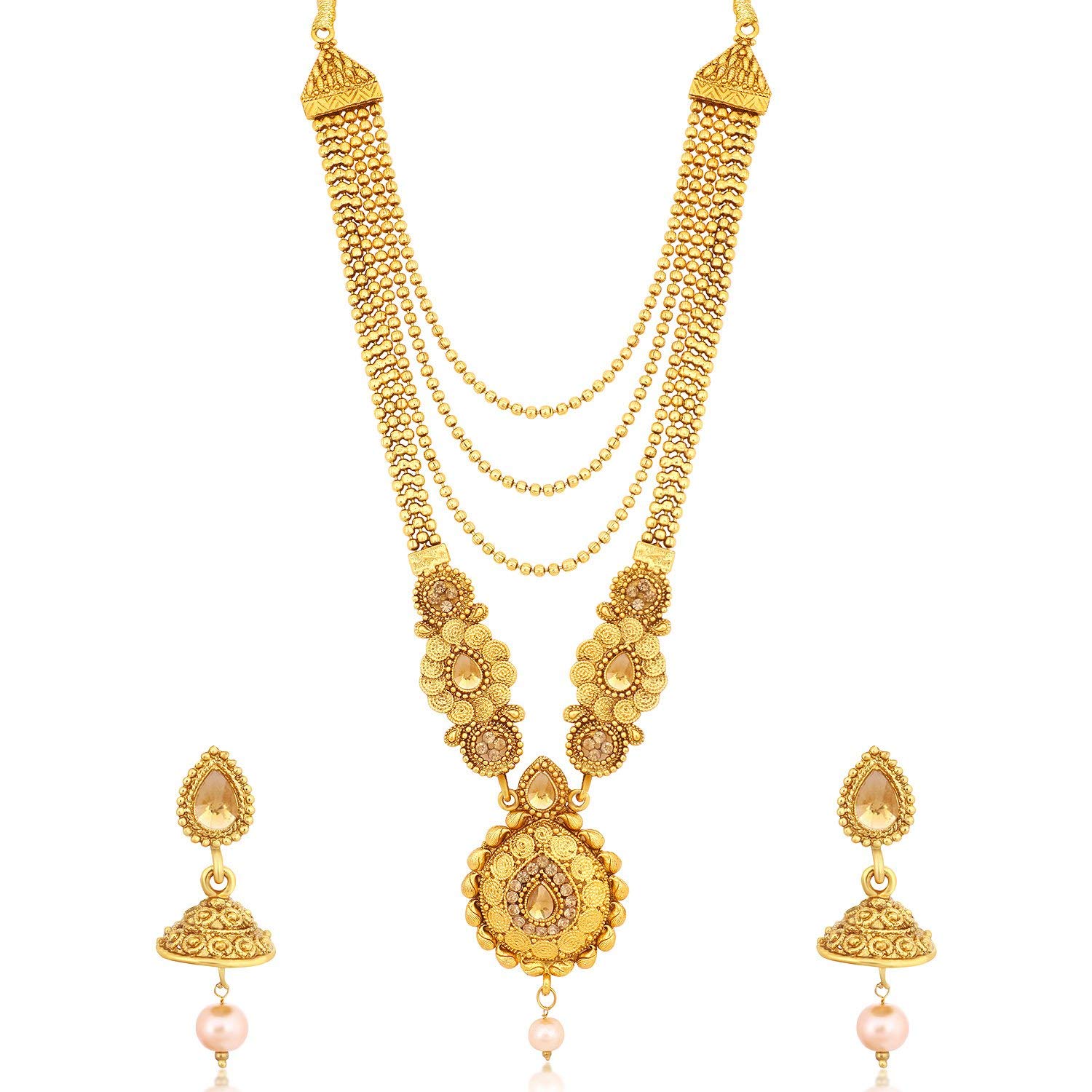 Sukkhi Traditional Gold Plated Long Haram Dual Necklace Set for women