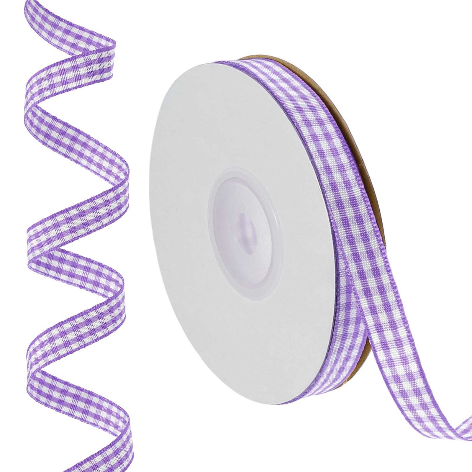 PATIKIL 23 m x 1 cm Plaid Ribbon, Purple Gingham Ribbon Gift Wrapping Ribbon for Thanksgiving Bow Wreath Craft Birthday Wedding