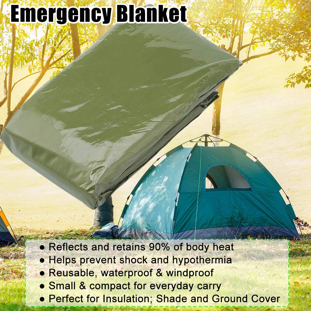 JSCARLIFE Mantas térmicas de emergencia Mylar, kit de supervivencia, manta de campamento, impermeable, portátil para exteriores, senderismo, supervivencia, maratones o primeros auxilios (6 unidades,
