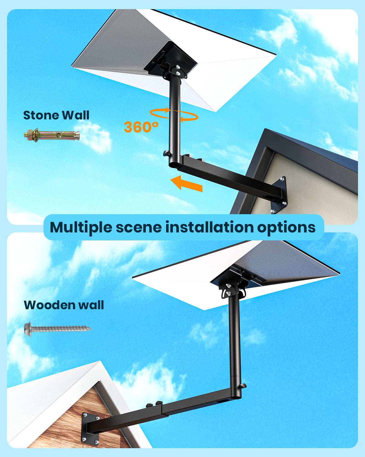 Support Starlink Gen 3 réglable à 360°, Support de mât Starlink avec adaptateur de tube Starlink Gen 3, Kit de montage mural long Starlink