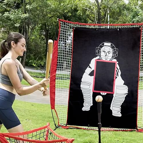 Miniatura 6 de Vaolvpant 4x6Feet 600-1680D BaseballSoftball Backstop with Strike Zone Black Vinyl Batting Cage Backdrop and Net Saver Durable Facility Backstops