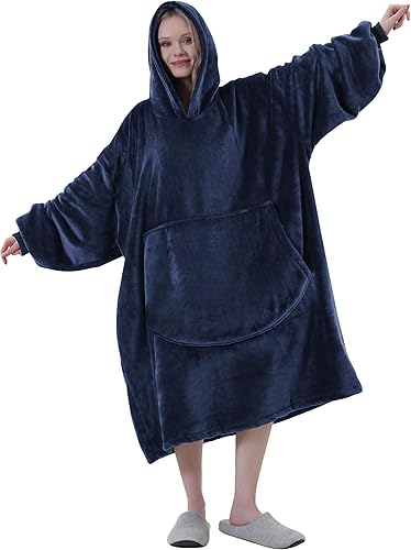 Easy-Going Manta de franela de gran tamaño con capucha para adultos, talla única