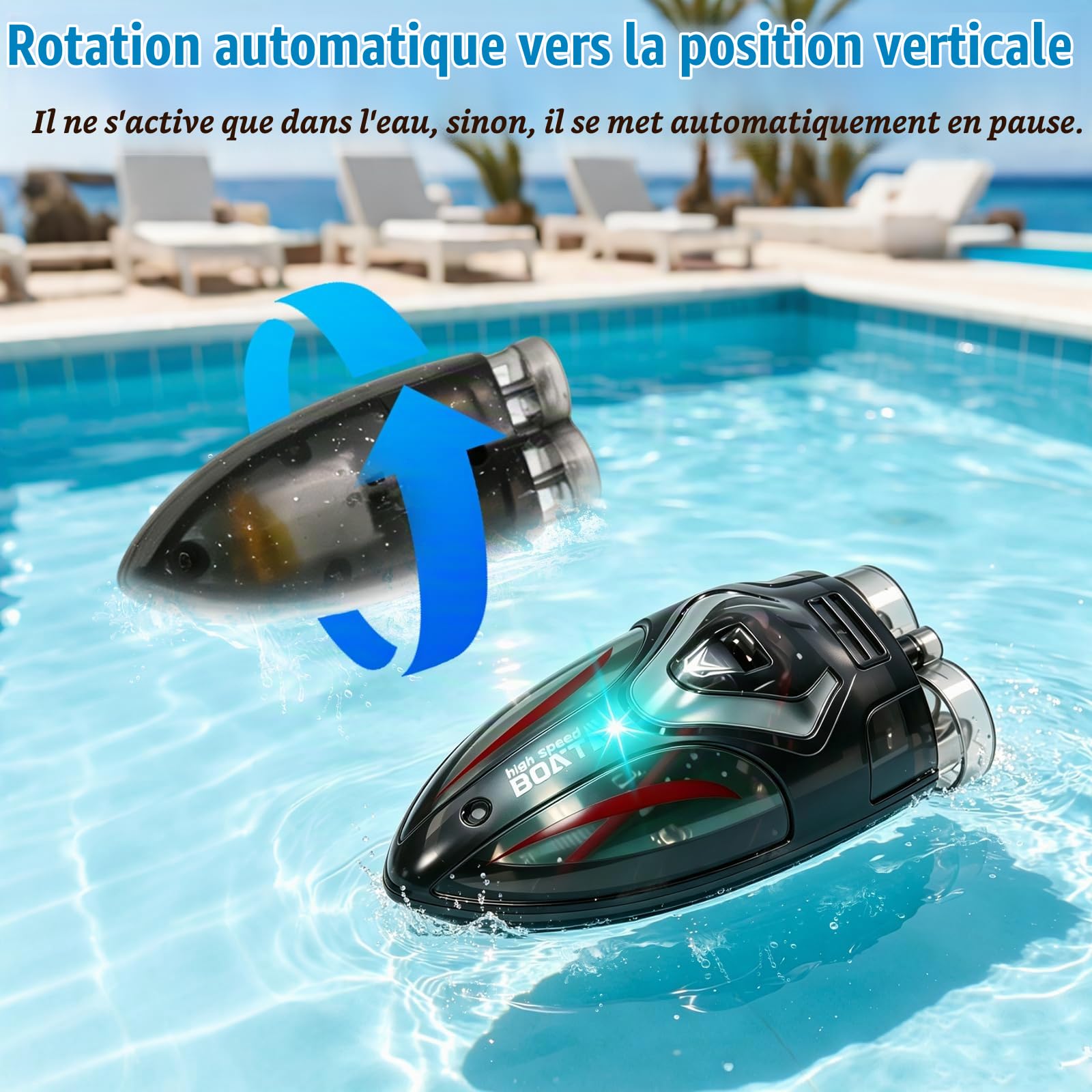 RC Bateaux,2 Pièces Mini Bateaux Télécommandés avec Piscine Gonflable