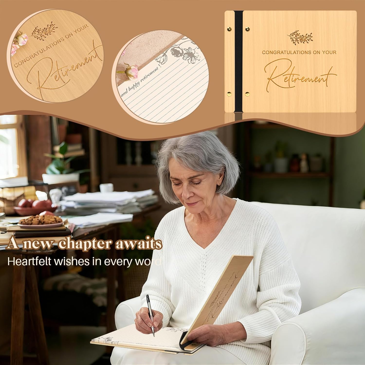 Retirement Gift for Woman 2025, Elegant Retirement Gift Set for Women Coworker Teacher Boss Nurse, Happy Retired Ideas Gifts with Wooden Journal, Ceramic Mug, Thoughtful Farewell Gifts for Mom Grandma - Image 4