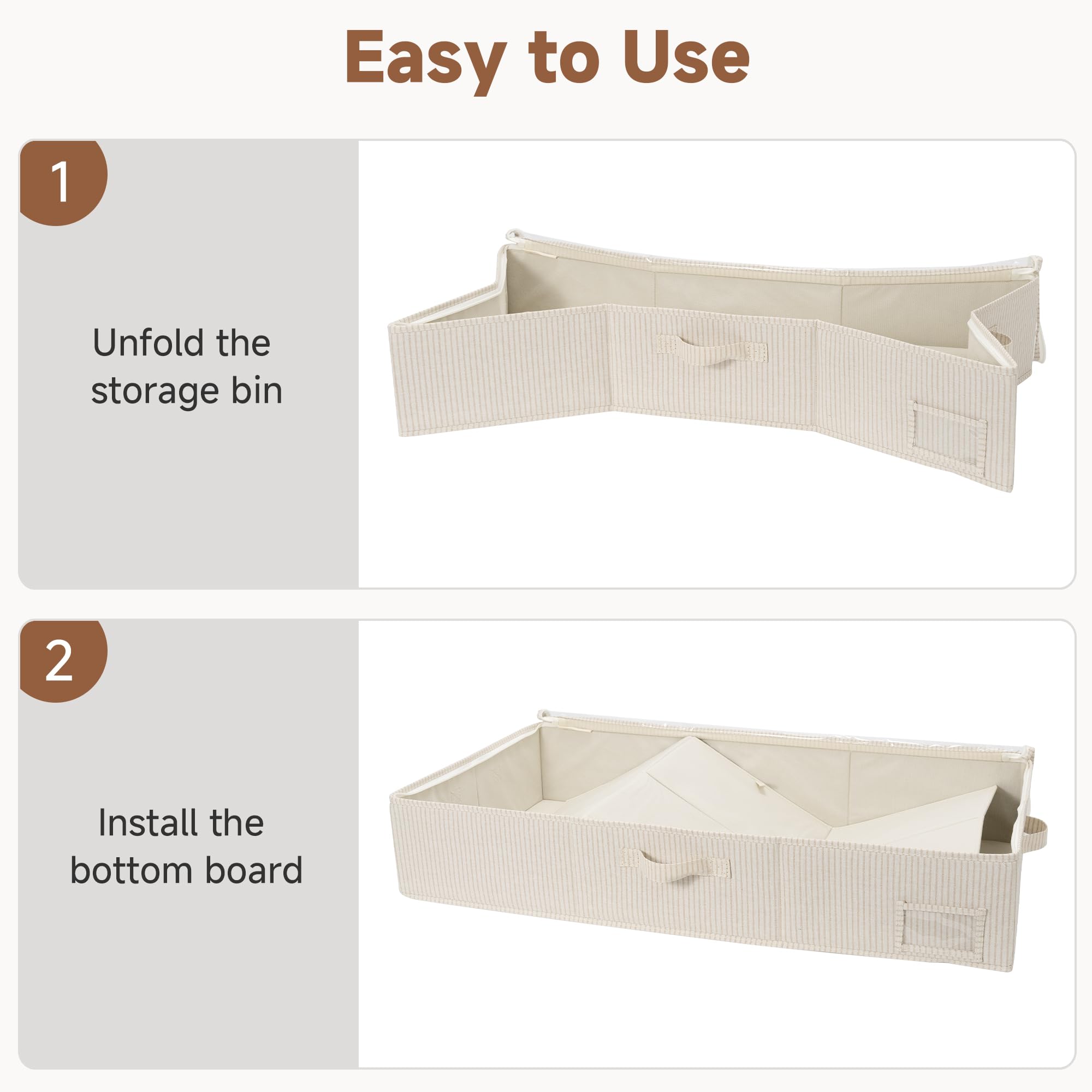 StorageWorks Grande contenitore sotto il letto, con coperchio, per vestiti, a righe bianche e nere, 84 × 43 × 15 cm
