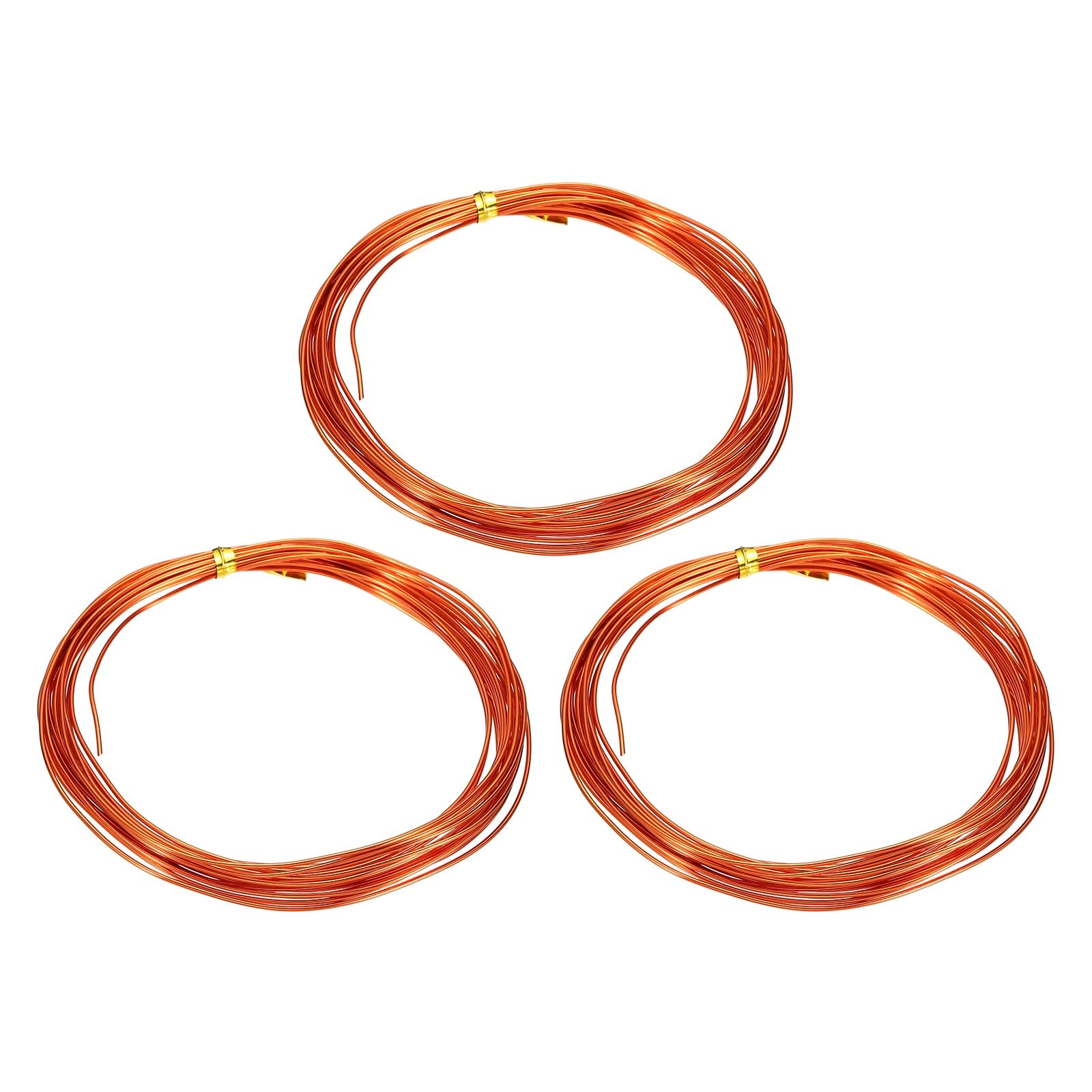 sourcing map 3 Roll Bonsai Wire 1mm Each Roll 16.4ft (5m) Anodized Aluminum Bonsai Wire for Gardening Tree Branch Fixing DIY Crafting, Orange