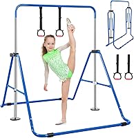 Vista 11 de Expandable Gymnastics Bars with Ring, Adjustable Height Gymnastic Horizontal Bars, Gym Junior Training Bar Children Folding Training Monkey Bars for