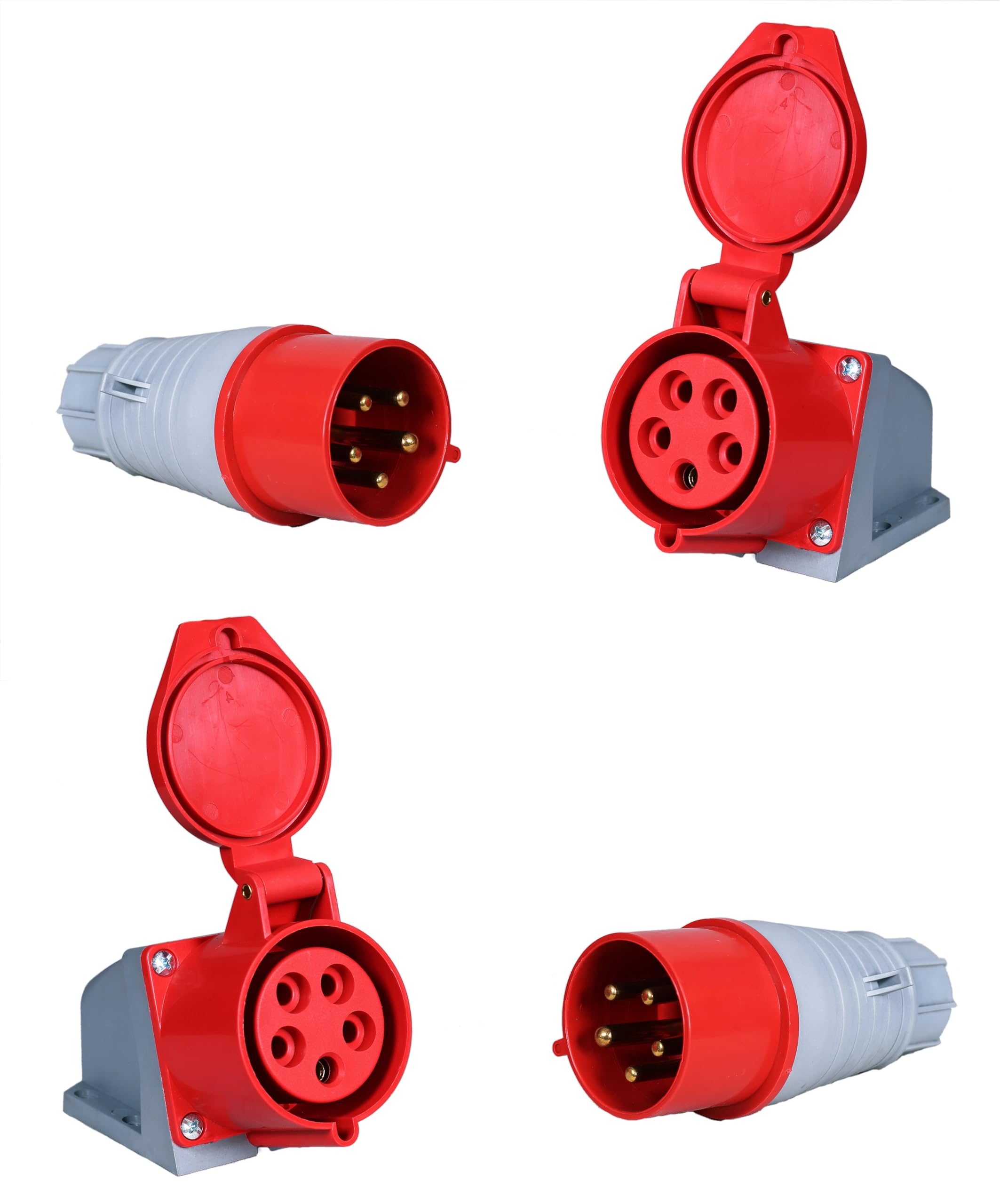 Industrial Plug Connector 32AMP 5 Pin 3 Phase Plug AC380V‑415V 3P+N+E Power Plug Waterproof Electrical Plug Socket Adapter Dust Proof Explosion Proof for Indoor Outdoor 2 Pair-image-0