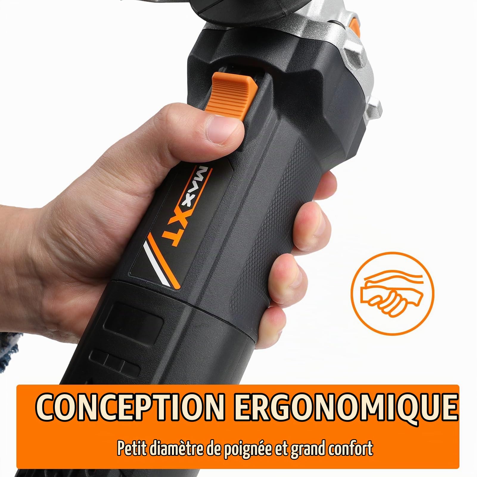 MAXXT Meuleuse d'angle 125 mm,1700W,12 000 tr/min pour une coupe, avec démarrage progressif et protection contre les surcharges,un meulage et un polissage de précision