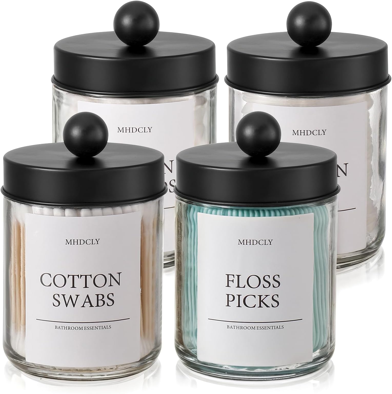 MHDCLY Bathroom Organizers and Storage, 4 Pack Bathroom Accessories, Black Lids