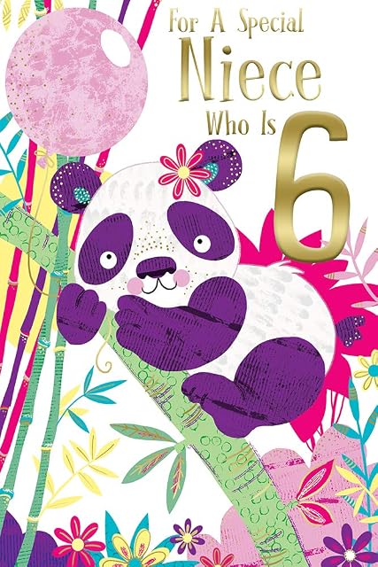 Special Niece 6th Age 6 Today Cute Panda Happy Birthday Card Lovely Verse