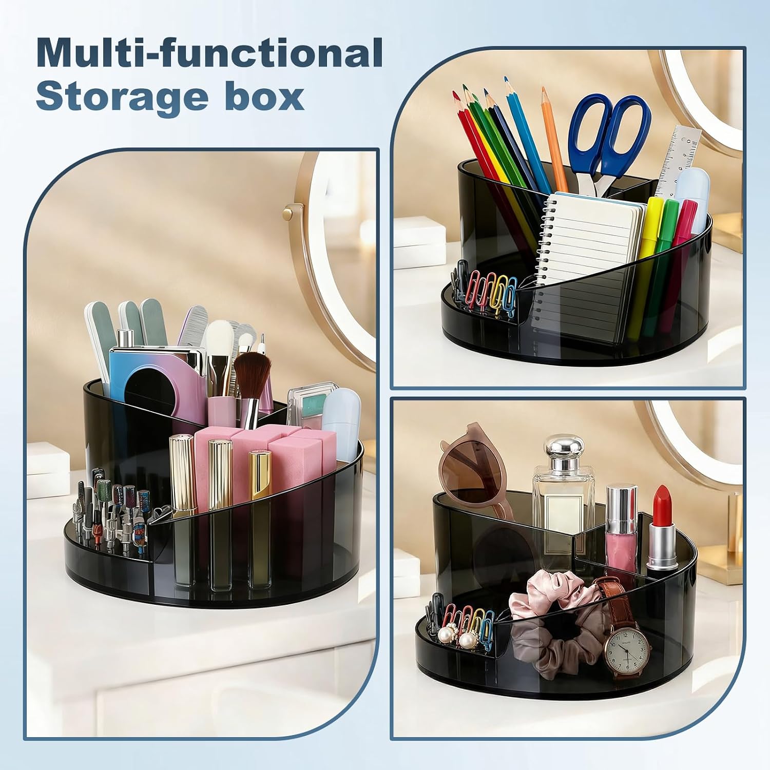 ANGNYA Nail Drill Holder with 7 Compartments & 18 Holes Nail Drill Bit Holder, Professional Nail Desk Storage Organizer Box Case for Nail Station, Salon and Home Use