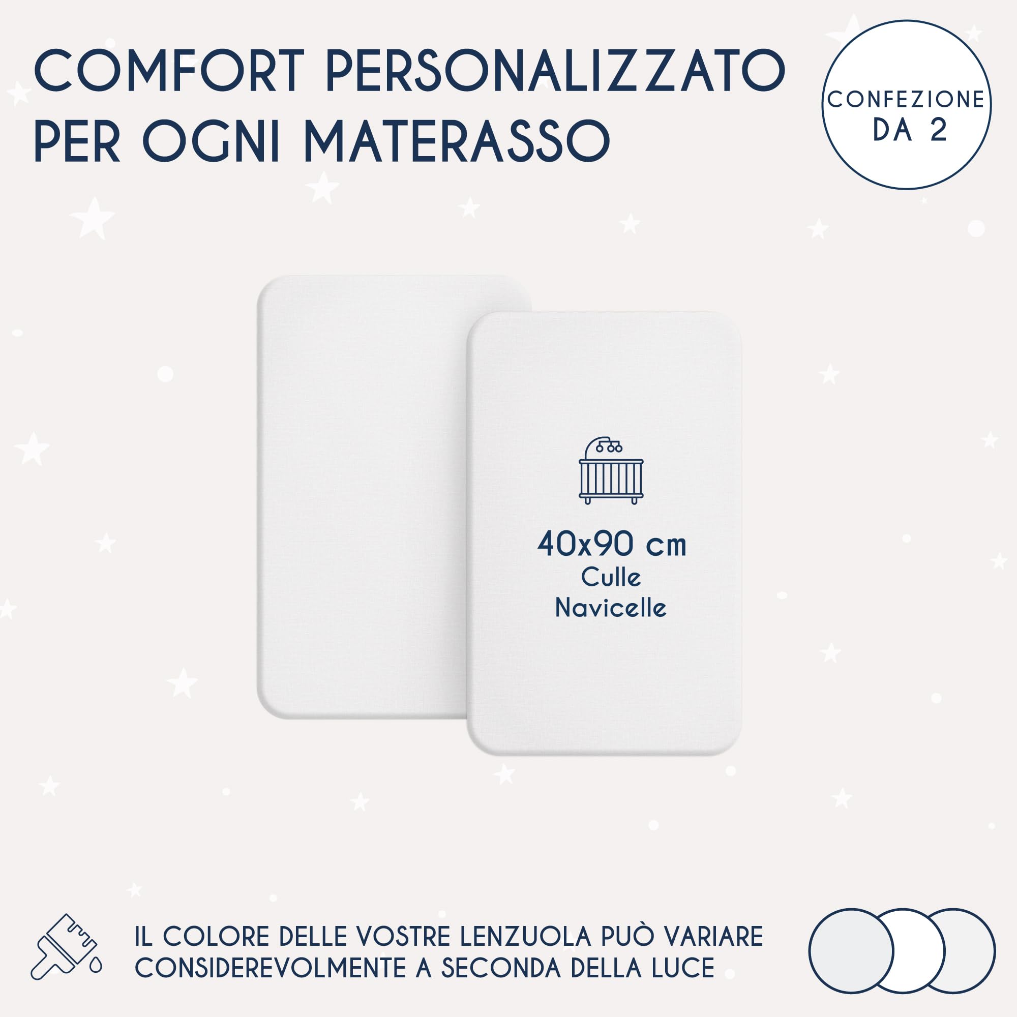 Dreamzie - Set 2 Lenzuolo con Angoli Cotone Bambini - 40x90 - Oeko Tex certificato - Bianco - Lenzuolo con Angoli 40x90