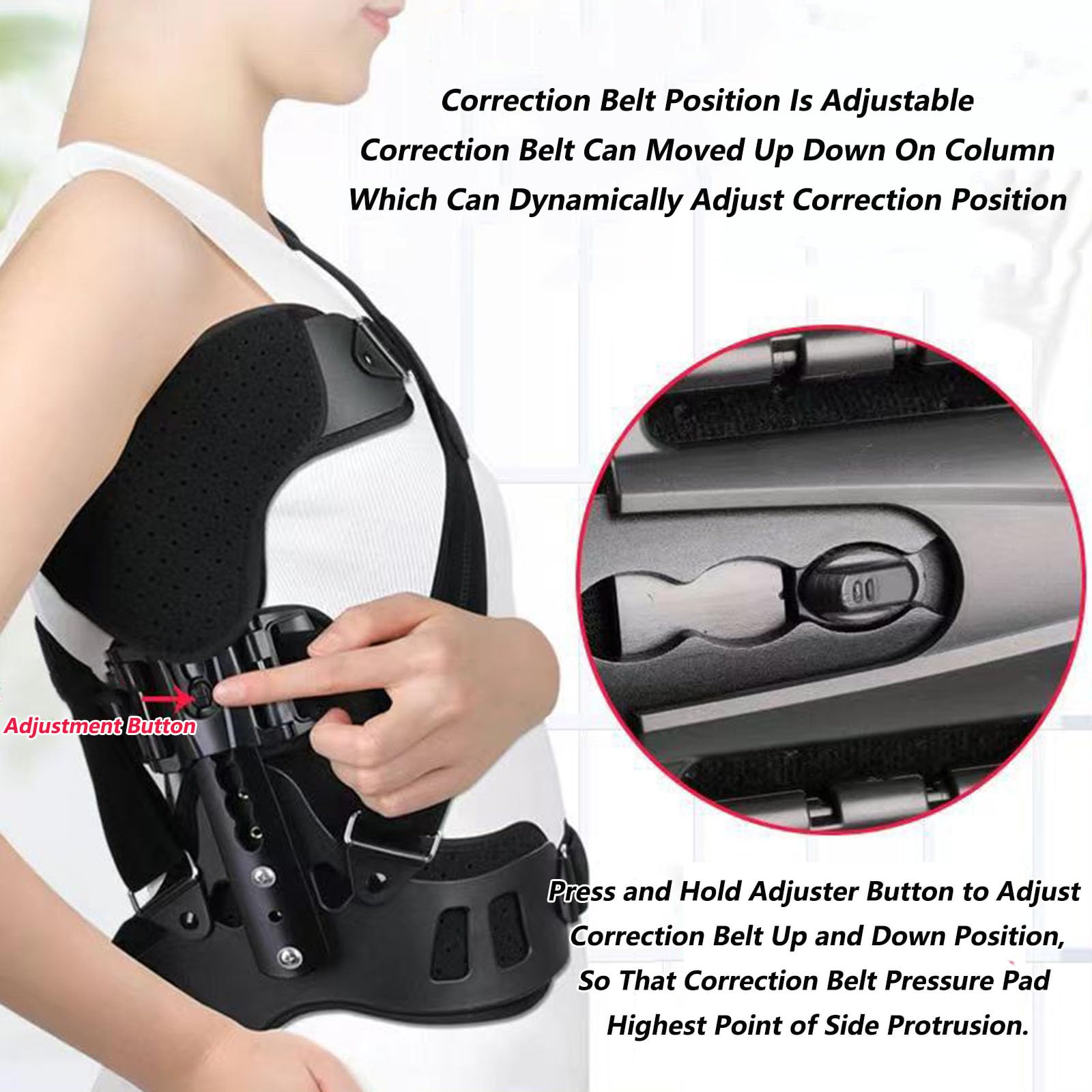 SFKLYU Corrector Escoliosis con Corrección Postura Aparato Ortopédico Fijo para Escoliosis Cervical y Espalda Ajustable para Recuperación Posoperatoria