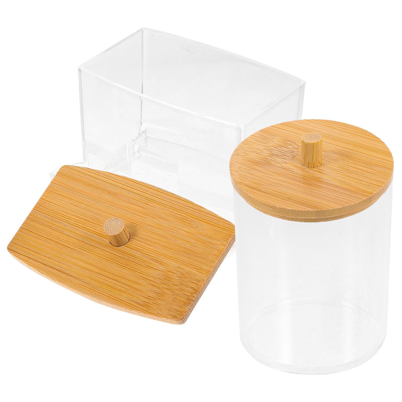 Contenedor de algodón y bastoncillos transparente Luxshiny organizador baño