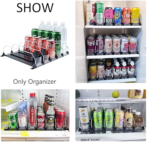 Miniatura 2 de Organizador de bebidas para refrigerador, dispensador de soda con deslizamiento suave y rápido, ancho ajustable (5, 12.2 in)