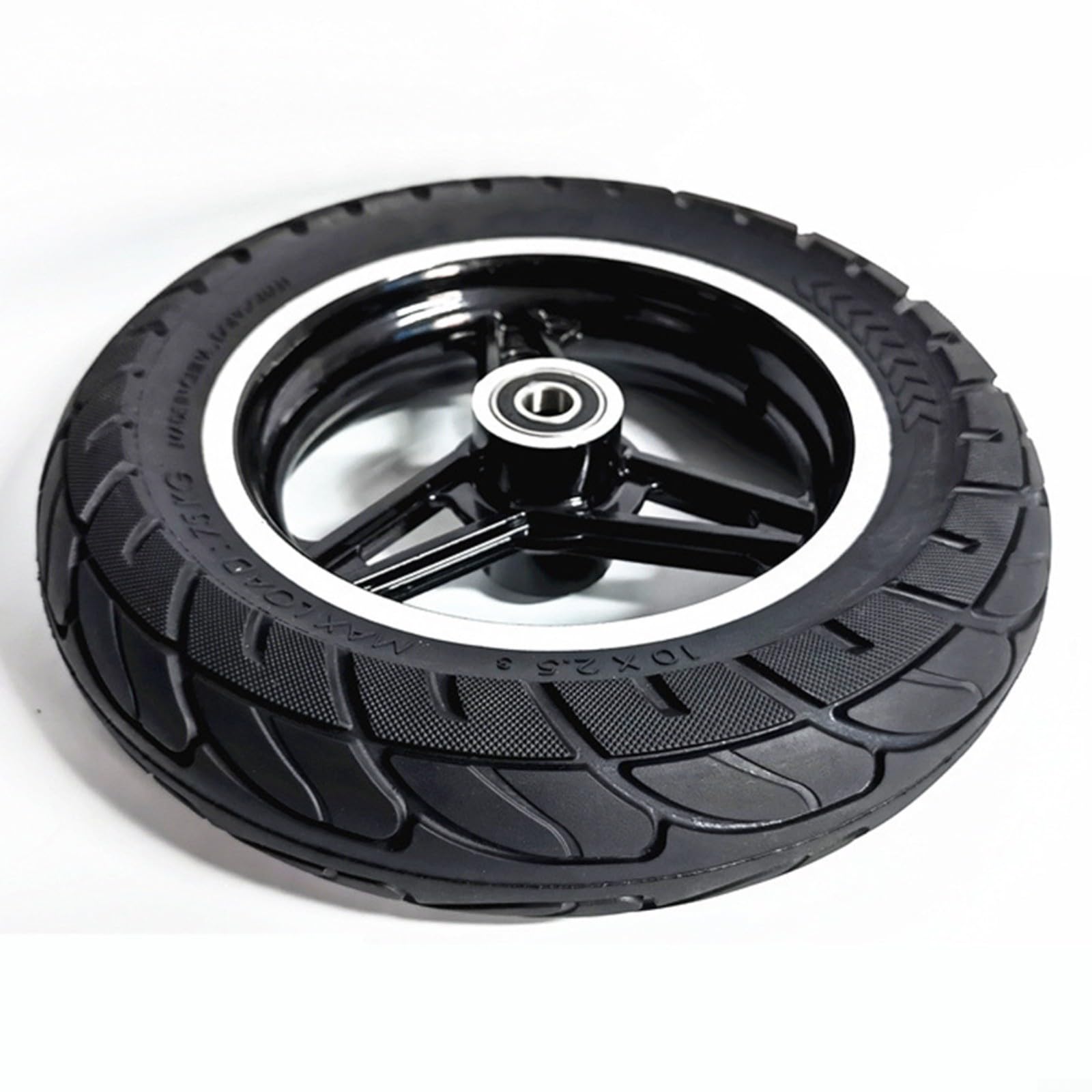 1 Rueda de Repuesto para Scooter de 10 Pulgadas, 10 x 2,125, neumático de Caucho Macizo con Conjunto de Cubo de Rueda, Rueda Completa a Prueba de explosiones (10 mm), Resistente al Desgaste