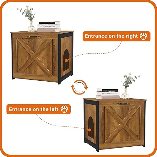 Miniatura 4 de DWANTON Caja de arena para gatos oculta, caja de arena para gatos, entrada reversible que puede estar en el lado izquierdo o derecho, gabinete de