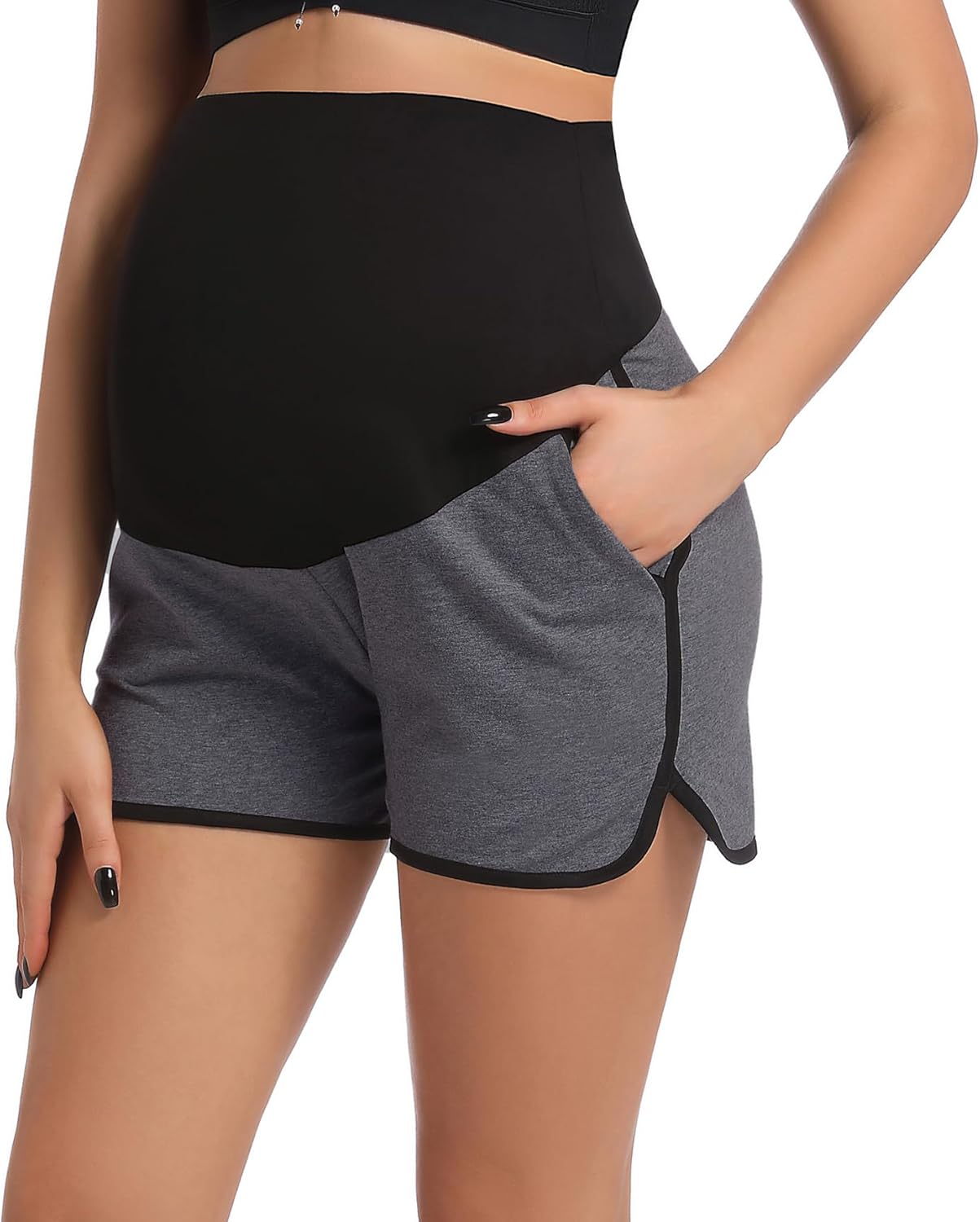 SUIEK 3-Pack Women's Cotton Maternity Shorts Pregnancy Sleepwear Lounge Pajama Shorts