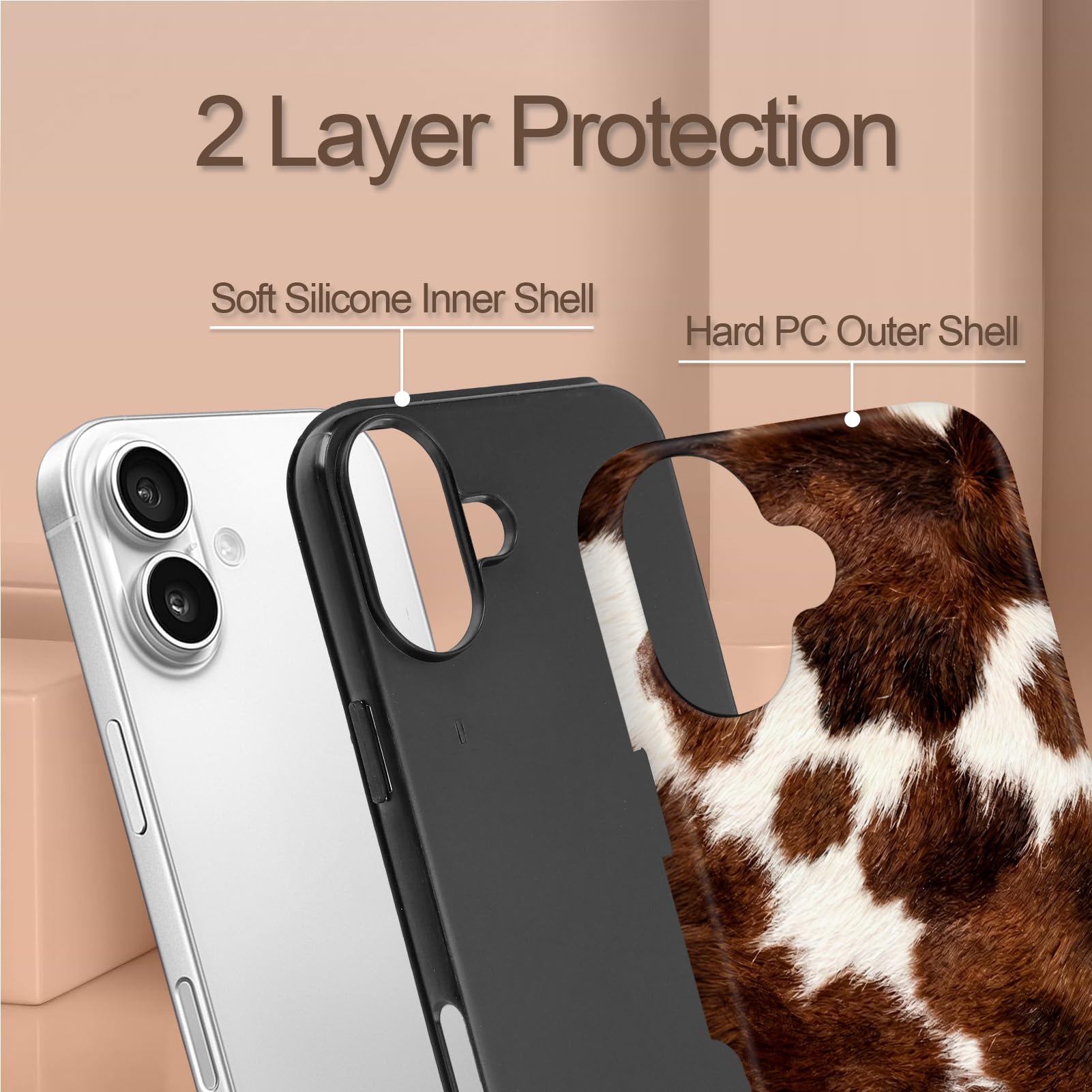 SOKAD Custodia magnetica per iPhone 17, motivo mucca alla moda con stampa animale, compatibile con Magsafe opaca, antiurto, custodia protettiva per ragazze e donne