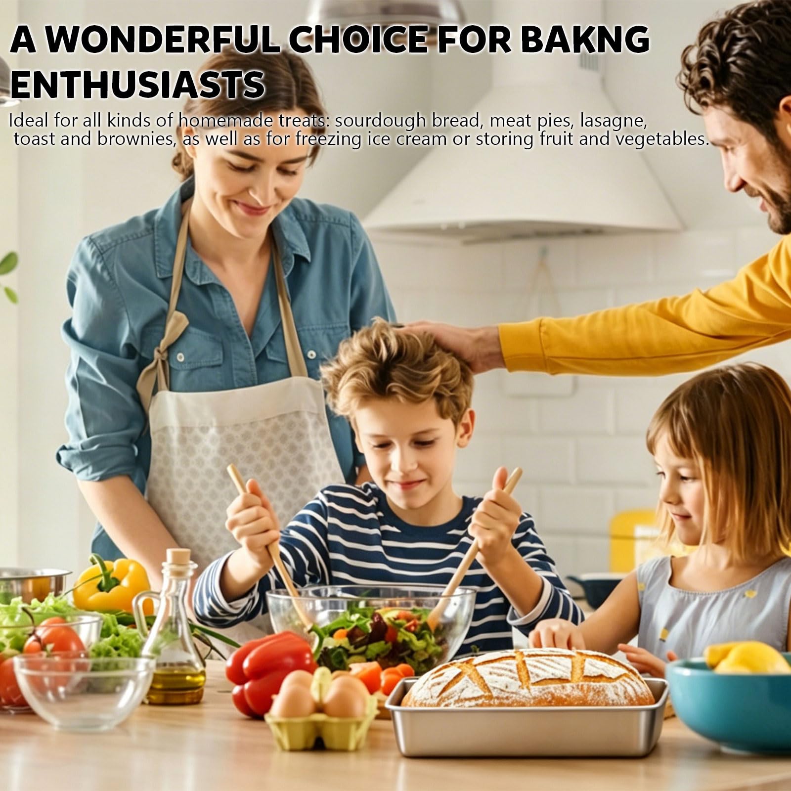 Stampi per Pane in Acciaio Inox Set di 2 Stampo Pane Cassetta da Toast 32x14x6 cm Stampo Grande in Acciaio Inox per Pane Rettangolare Teglia Torte per Dolci Lavabili