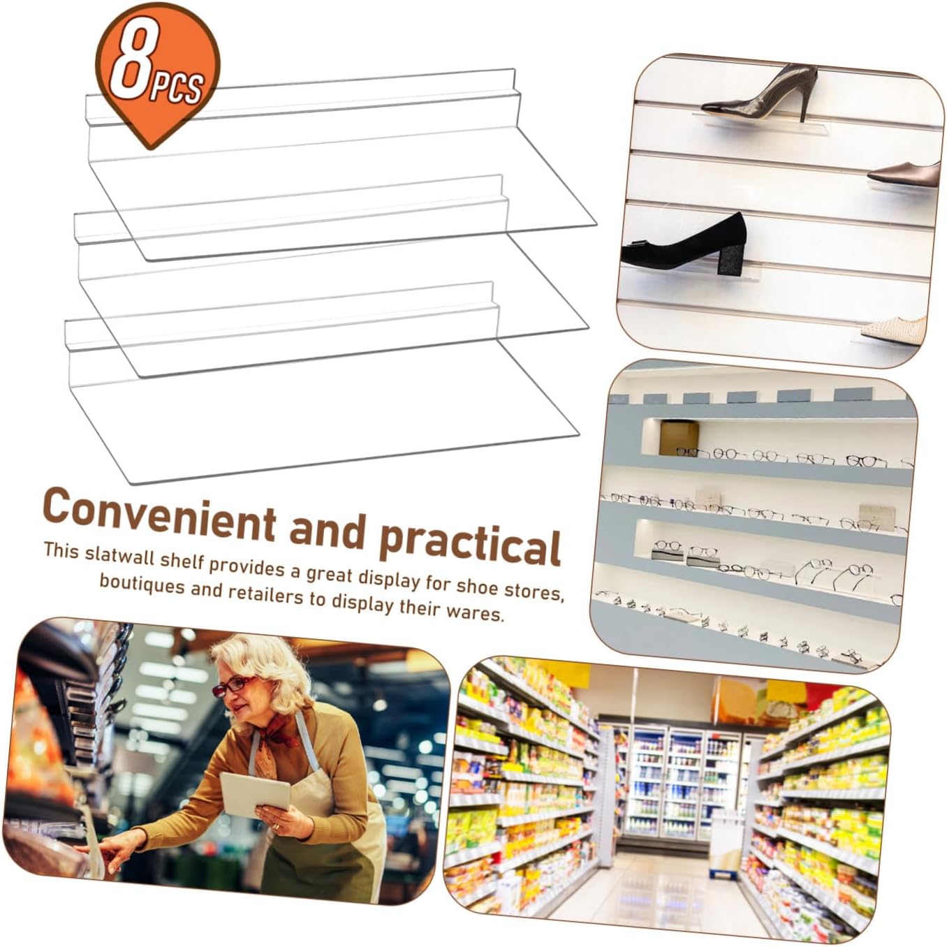 8pcs Wall Shelf for Shoe Display Shelf Organizer for Retail Stores Easy to Install Space-Saving Design Material