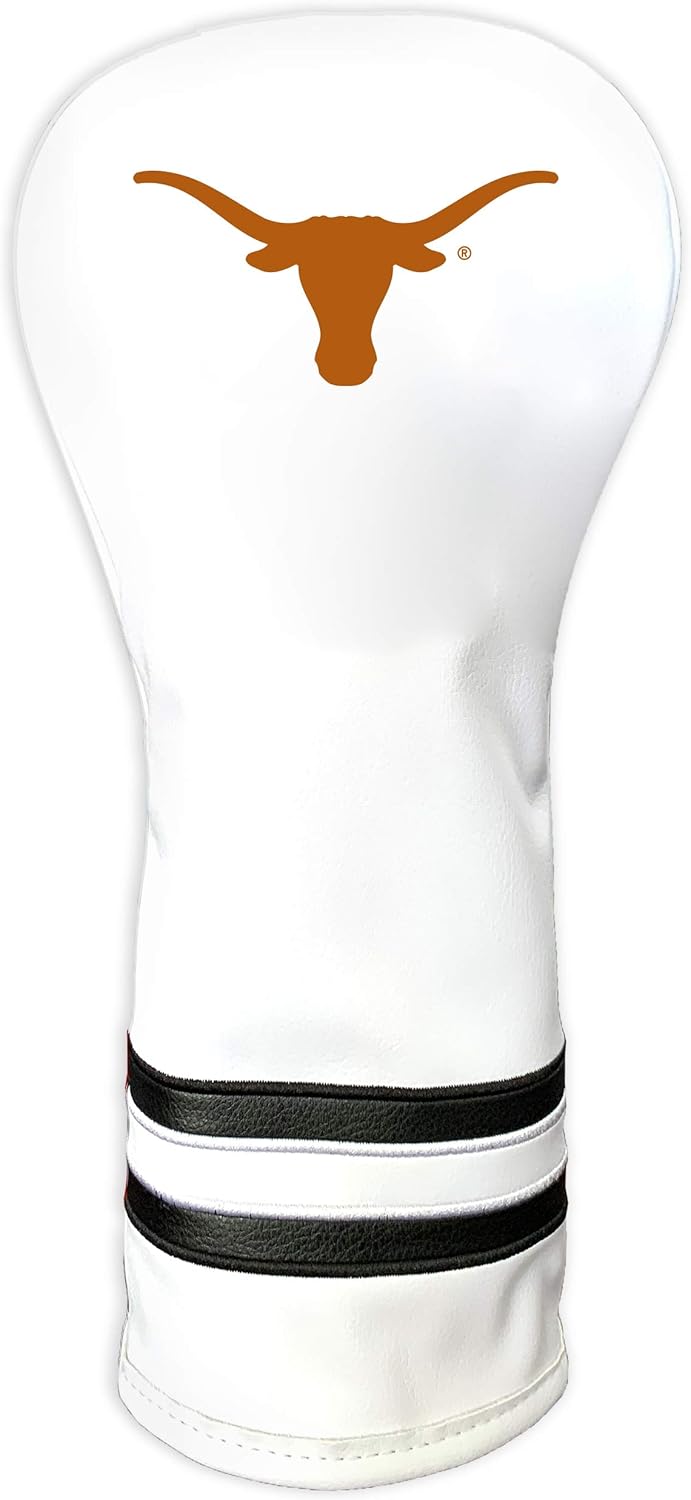 Team Golf NCAA Texas Longhorns White Vintage Fairway Head Cover White Vintage Fairway Golf Club Headcover, Form Fitting Design, Retro Design