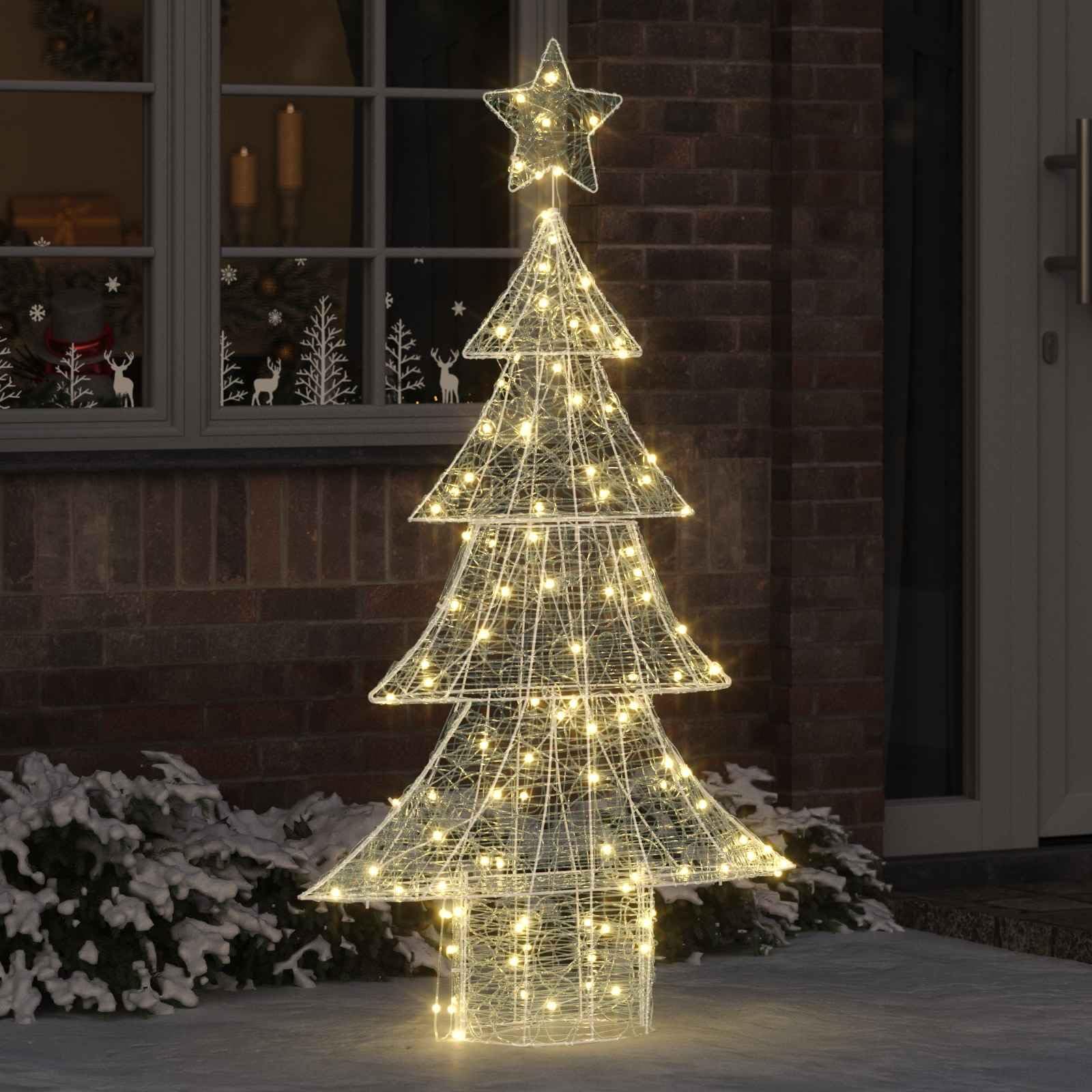Akrylowa choinka 150 cm z 160 diodami LED w kolorze ciepłej bieli, gwiazda 3D, zasilana przez USB, nowoczesna dekoracja do świątecznych wnętrz