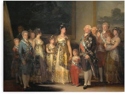 Póster artístico de Francisco de Goya con Carlos IV de España y su familia, 1800 impresiones artísticas de pared para decoración de pared,