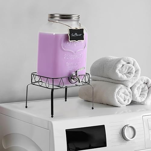 Miniatura 6 de Dispensador de bebidas de vidrio de 2 galones con soporte y tapa, grifo de acero inoxidable 188 - Dispensadores de bebidas de vidrio para fiestas -