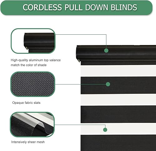 Miniatura 2 de Persianas de ventana de cebra personalizadas, sin cordón, para oscurecer la habitación, persianas enrollables con protección UV, control de luz para