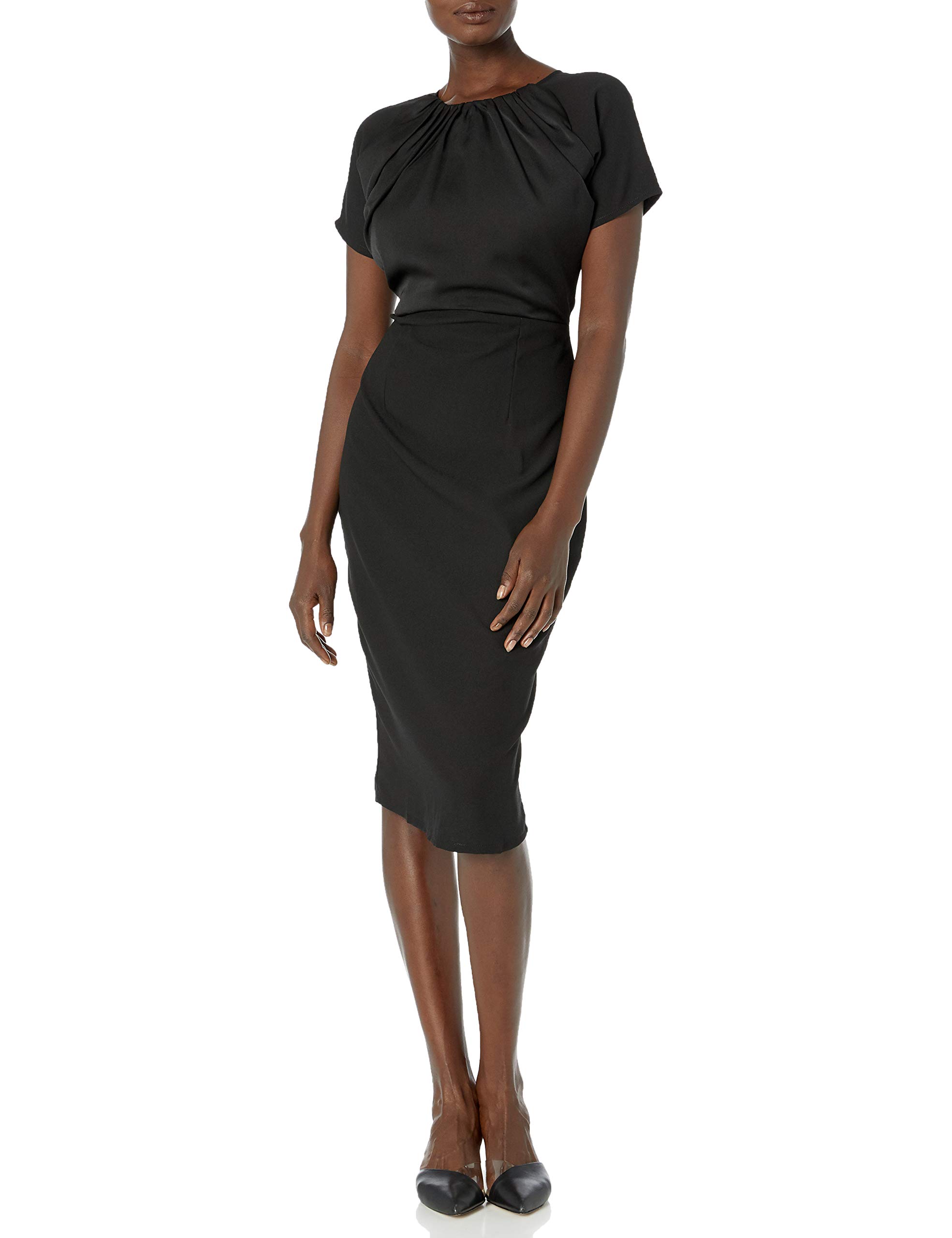 Maisalo Women's Kim Silk Block Short Sleeved Midi Pencil Cocktail