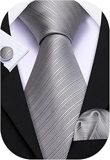 Tie Sets for Men Silk Solid Necktie Stain Ties Handkerchief Pocket Square Cufflinks Wedding Business Dyed