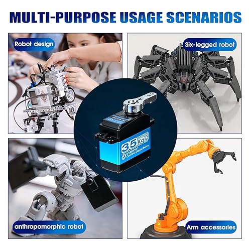 Miniatura 9 de Servomotores de dirección RC sin núcleo de 99.2 lbs de alto par de torsión de 8.4 V, engranaje de acero inoxidable, perfil bajo, impermeable, para