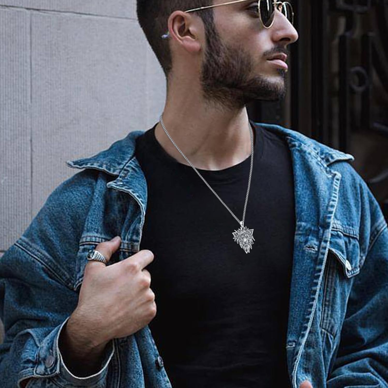 Cuoka Lion Necklace for Men Women S925 Sterling Silver King Retro Punk Gothic Hip Hop Rock Animal Lion Head Pendant Charm Jewelry Chain Necklace Viking Protection Amulet Necklaces - Image 6