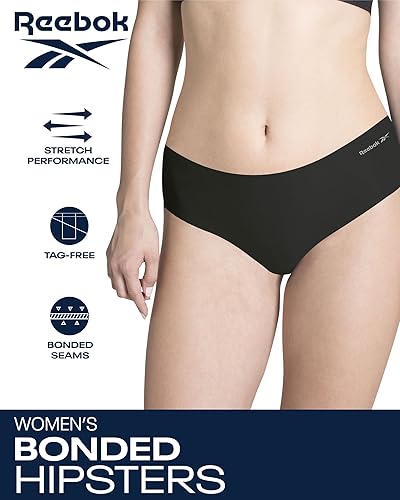 Miniatura 2 de Reebok Calzoncillos hipster para mujer, paquete de 8 calzones hipster elásticos, ropa interior sin costuras para mujer (S-XL)