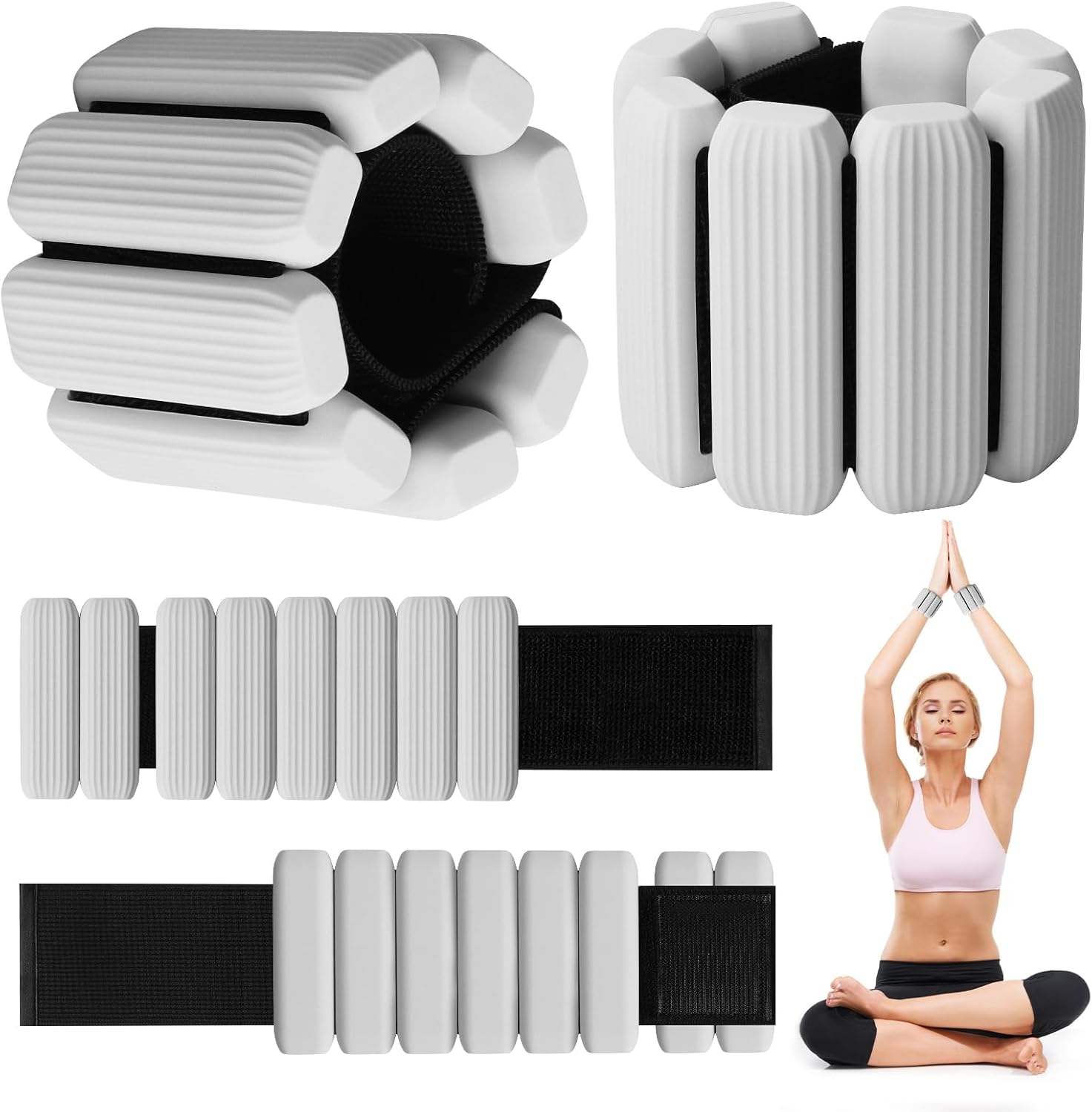 Wrist Weights, Adjustable Wrist Ankle Weights for Women and Men (1 lb Each), 2Pack Wearable Silicone Bracelets SuitableSuitable for Walking, Yoga, and Gym, Arm & Leg Workout, 2lb