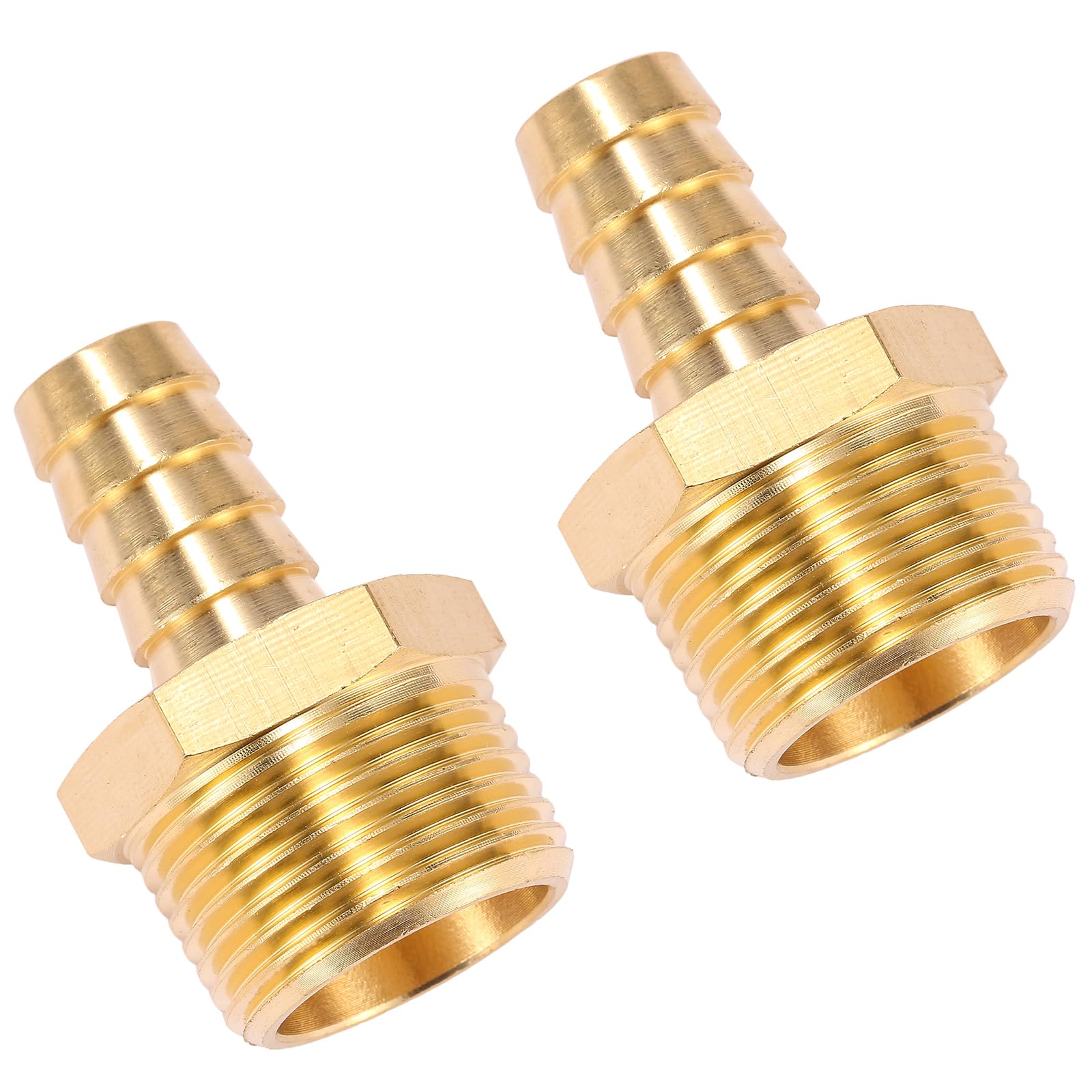 Sanpaint 2 Pack Brass Hose Fitting, Adapter, 1/2" Barb x 3/4" NPT Male Pipe