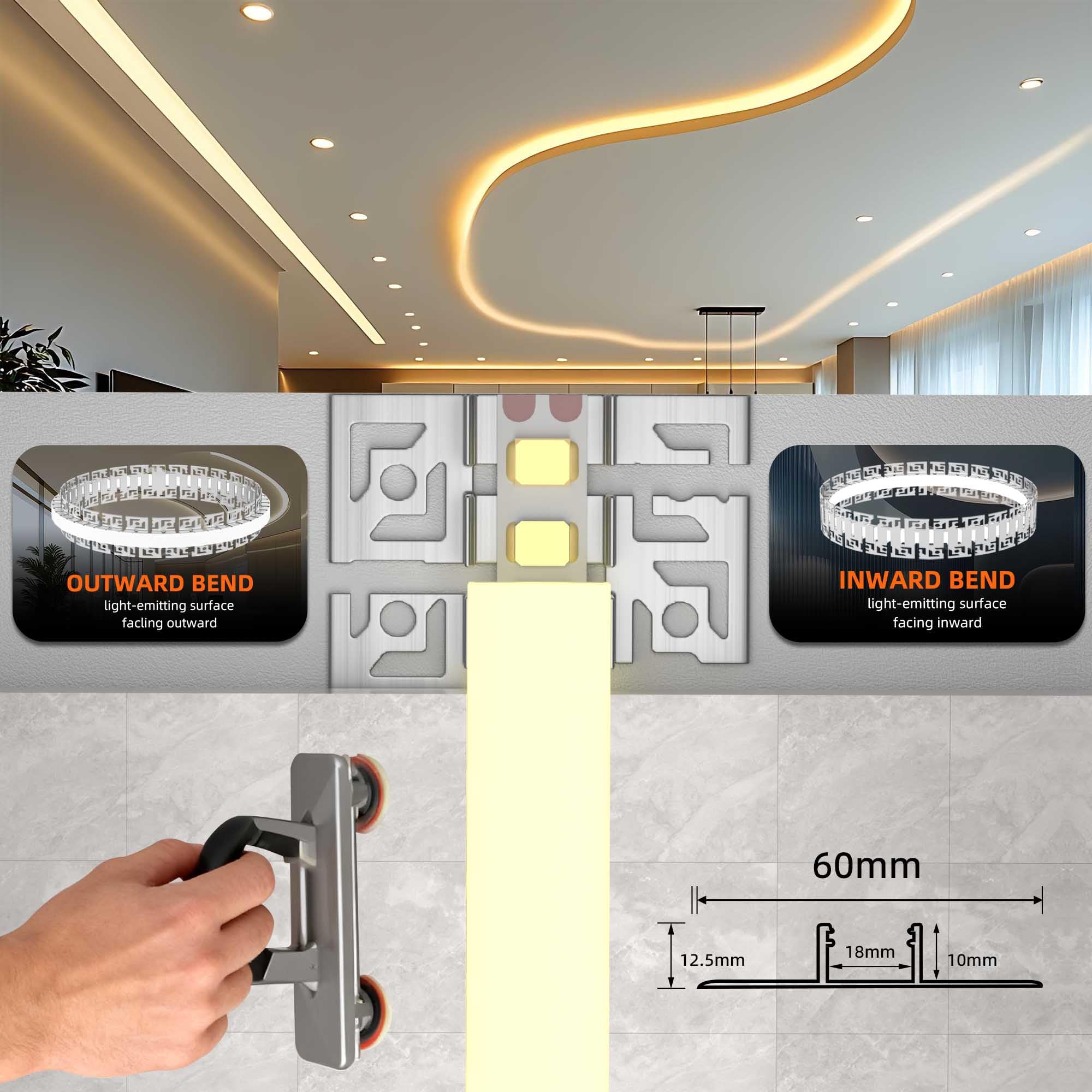 10 x flexibele aluminium led-profiel, 2 m (20 m totaal), buigbaar tegel 10 x flexibele aluminium led-profiel, 2 m (20 m totaal), buigbaar tegel