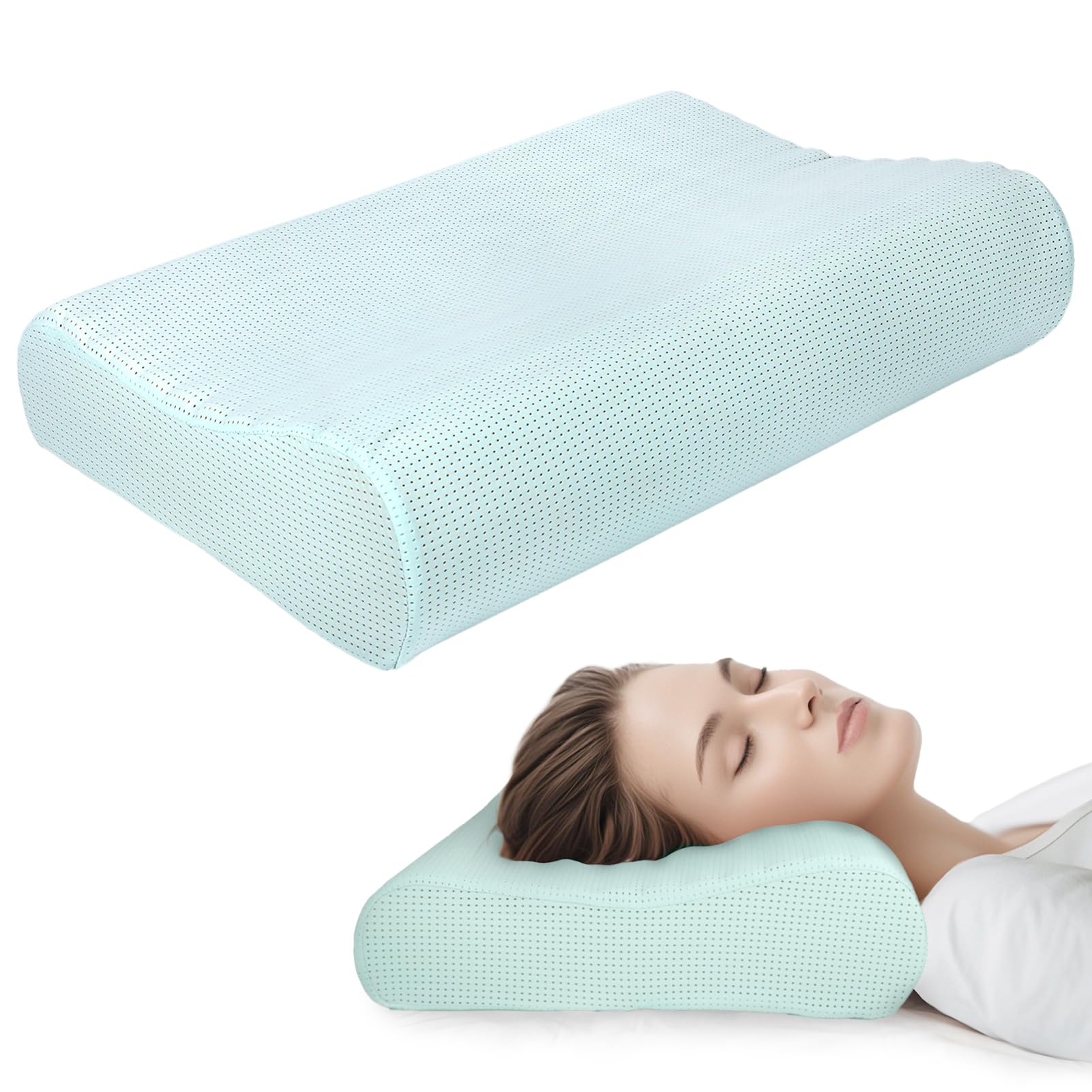Ergonomic Cervical Memory Foam Pillow for Neck Pain Relief - Adjustable Contour Pillow for Side Back Stomach Sleepers