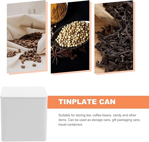 Miniatura 3 de SEWACC Caja de lata blanca cuadrada de hojalata para té con tapas, caja de metal para dulces, joyas, panadería, vela, regalo de fiesta de Navidad