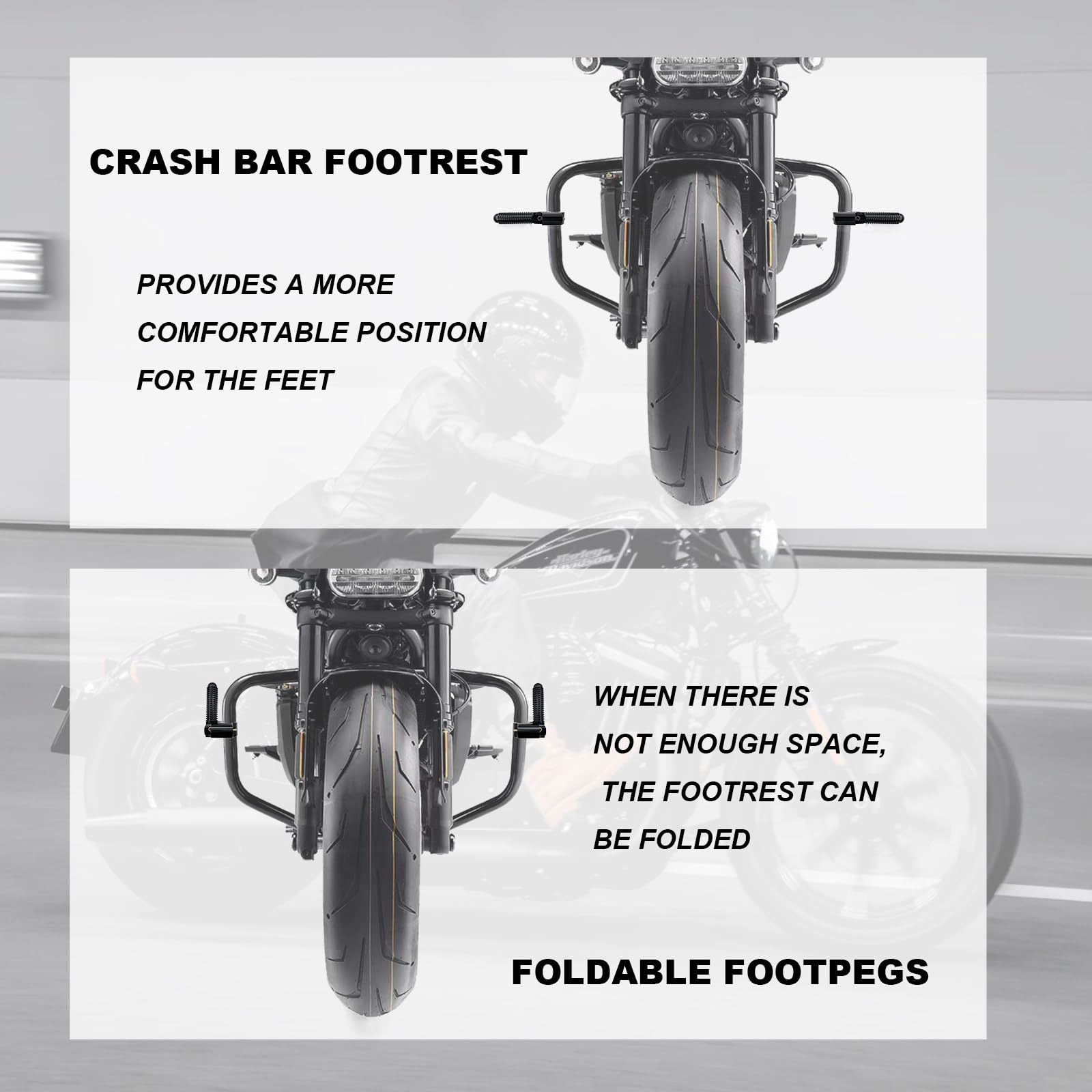 Universal Motorrad Highway Pegs Fußrasten Sturzstange Fußstütze Beifahrerpedal CNC Aluminium Kompatibel mit Dyna Grom Ninja 400 CRF300L TW200 Iron 883, faltbare Fußrasten 22 mm - 32 mm 7/8-1,25 Zoll