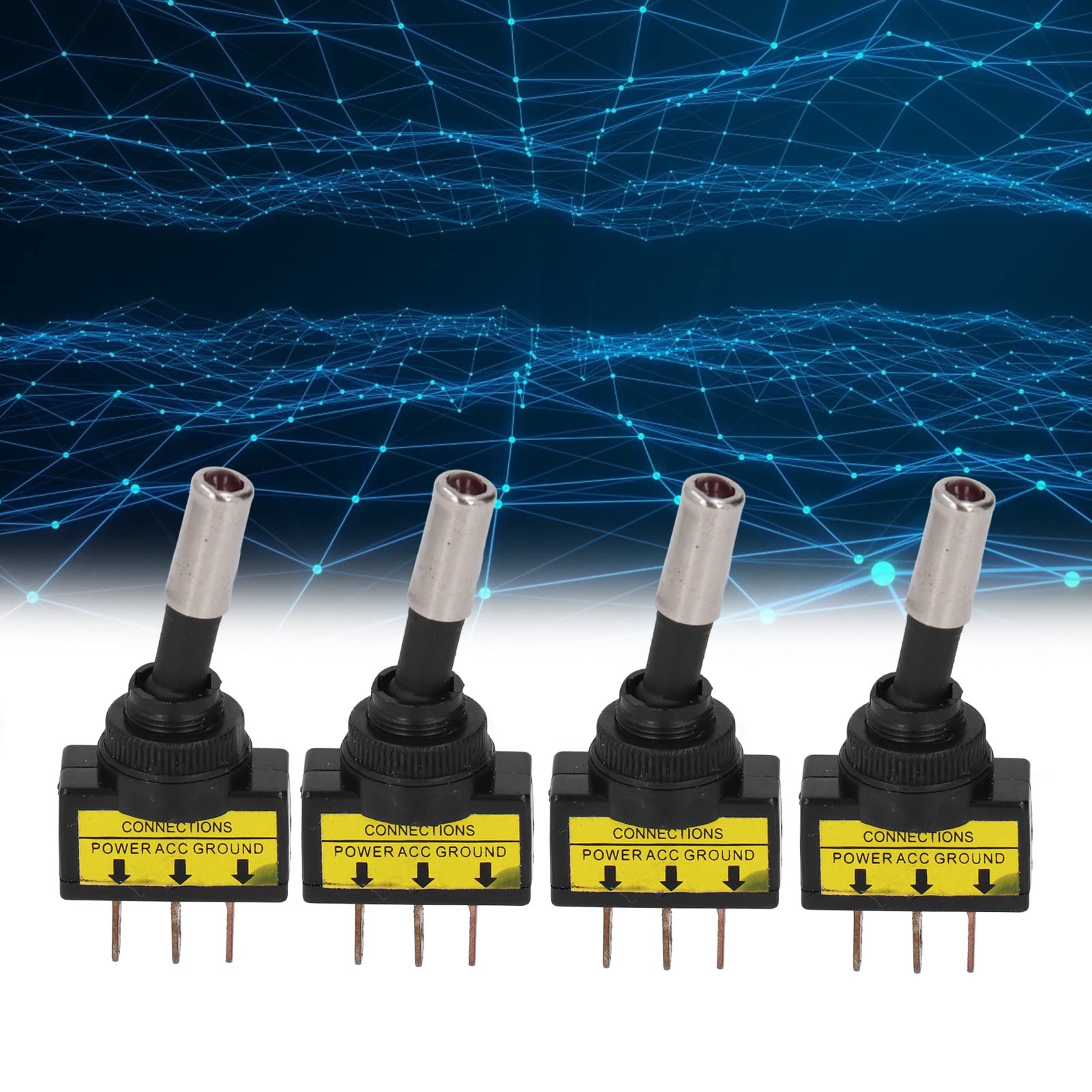 Kippschalter, 3-poliger Wippschalter 12 V DC 12 V, LED-beleuchtet, 12 mm Montagedurchmesser, SPST, 4 Stück for Auto
