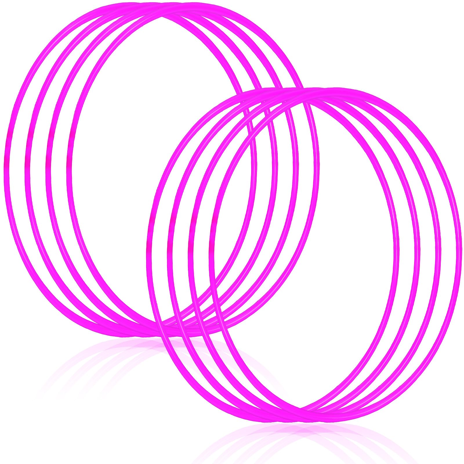 Shappy 6 Pcs Toy Hoop for Kids 24 Inch Plastic Exercise Hoops Non Detachable Colored Hoops for Kids Teens Weight Loss Sports Fitness Outdoor Exercise Workout Family Dog Agility Equipment(Rose Red)