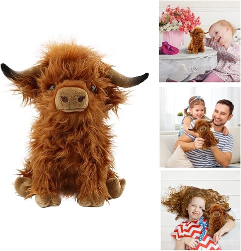 Regalos de animales de peluche de 11 pulgadas animales de peluche de vaca de las montañas juguetes de peluche de vaca realista decoración de granja