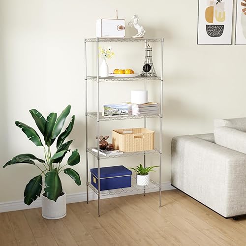 Miniatura 4 de Estante de metal de 5 niveles, estantes de almacenamiento comerciales para almacenamiento, estantes de almacenamiento de metal resistentes, solución