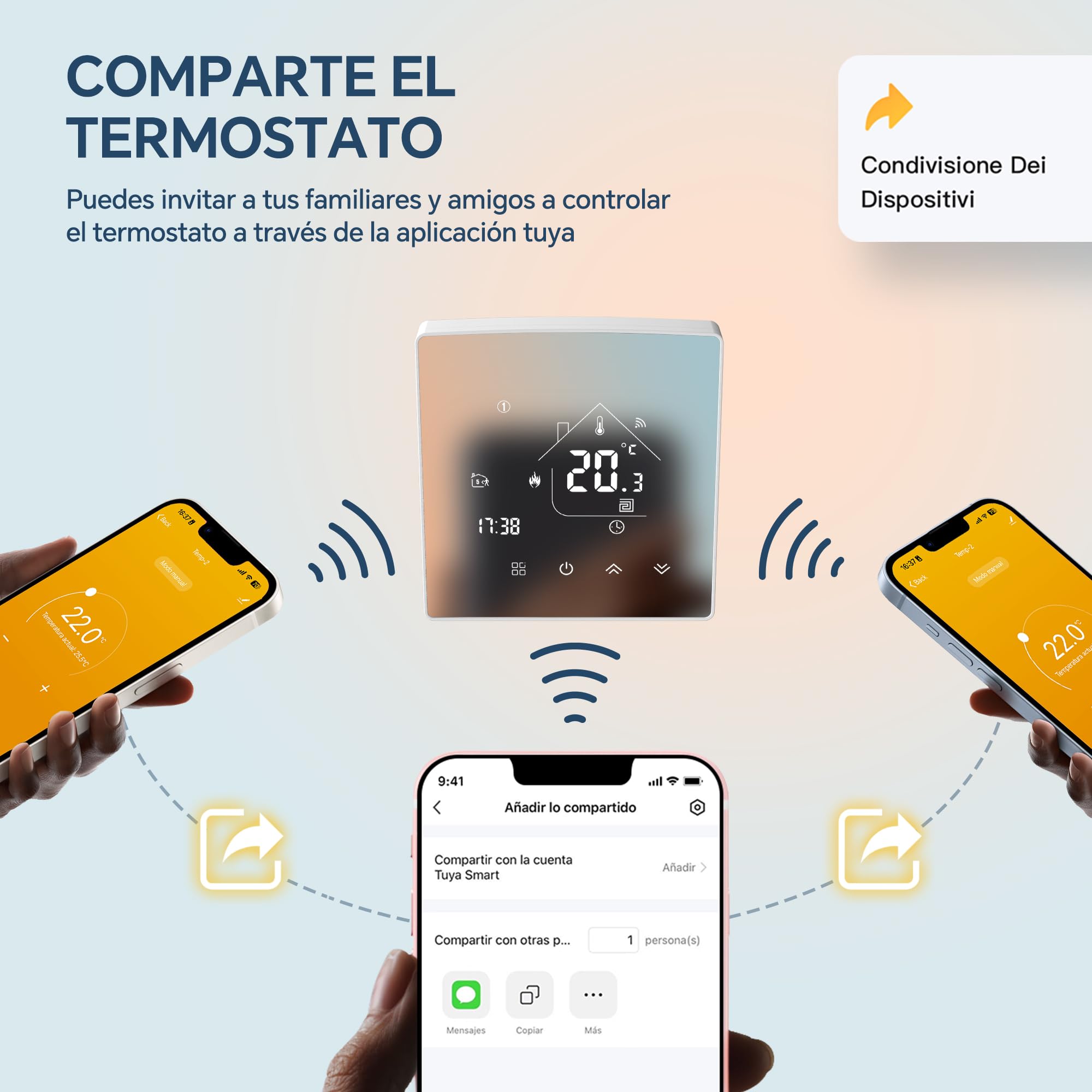 Termostato Programable con WiFi,Termostato Digital Inteligente Inalámbrico de Contacto Seco para Calderas de Calefacción,Termostato de Ambiente Integrado Compatible con Alxe y Google Assistant 85-WPB