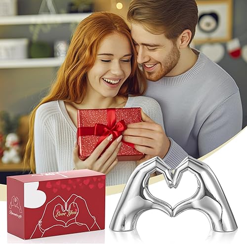 Miniatura 3 de Decoración de manos de corazón plateado para sala de estar, dormitorio, estantería, mesa de café, centros de mesa de amor, estatua estética y